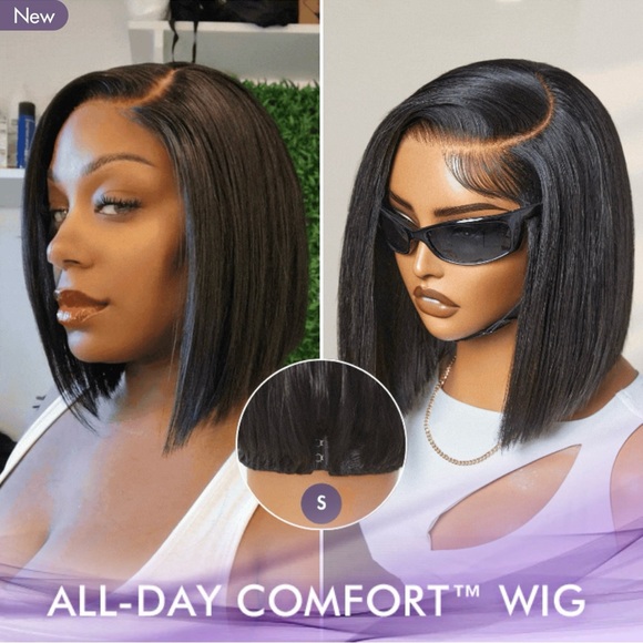 Sleek Black Lace Front Bob Wig - Picture 1 of 4